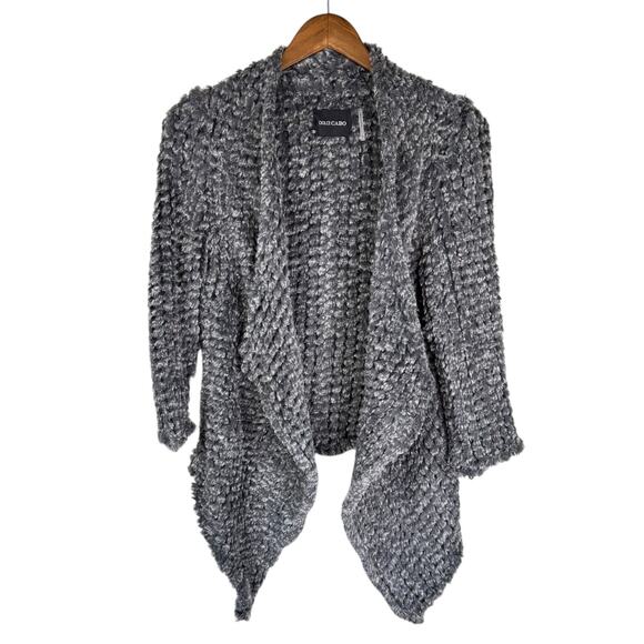 Dolce Cabo Gray Soft Faux Fur 3/4 Sleeves Open Cardigan Layering Coatigan - Picture 12 of 16